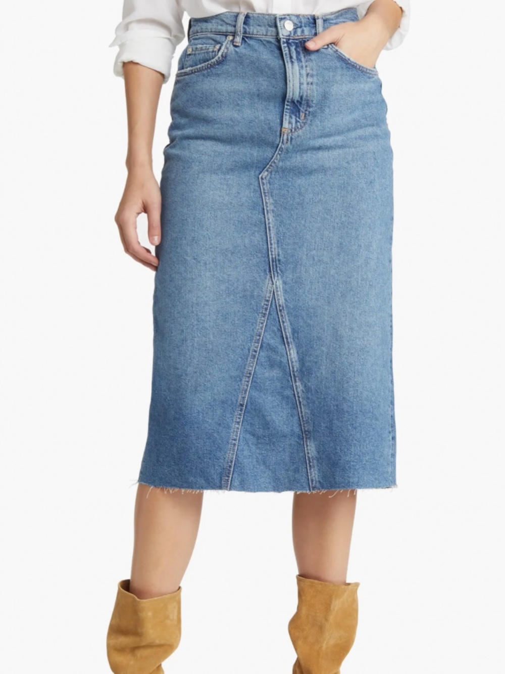 Rails The Highland Nonstretch Denim Midi Skirt Size 29 VINTAGE SAPPHIRE